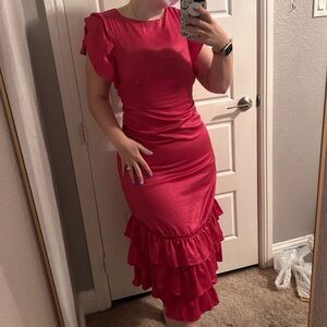 Rachel Parcell Fuchsia Ruffle Midi Dress